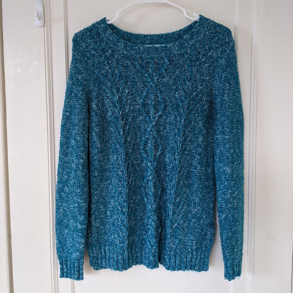 Blue Cable-Knit Sweater